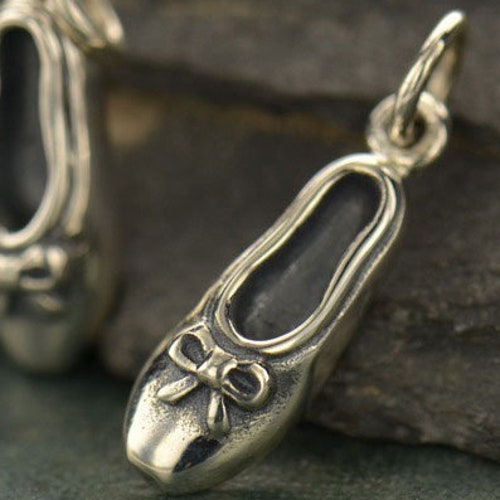 Ballet Shoe Charm in Sterling Silver. Sterling Silver Charm. Etsy