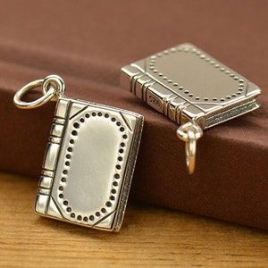 Sterling Silver Realistic Book Charm: Gift for Readers