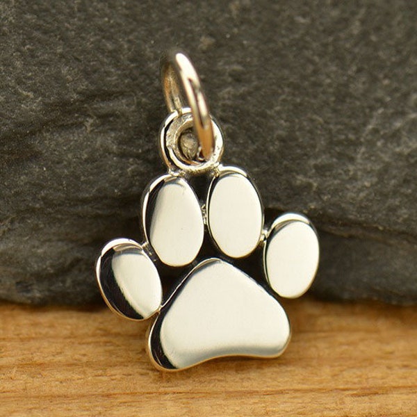 Paw Print Charm in Sterling Silver. Sterling Silver Charm. Charms Only. Sterling Pet Charm