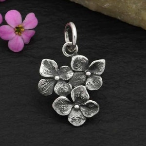 Sterling Silver Hydrangea Flower Cluster Charm