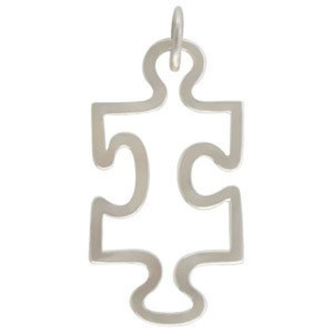 Sterling Silver Puzzle Piece Charm: Autism Awareness Jewelry (25x12mm ...