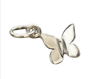 Sterling Silver Butterfly Charm: Tiny Insect Pendant (12mm x 10mm)