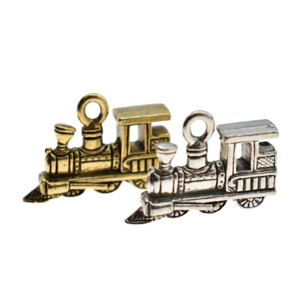 Train Charm in Gold Plated Pewter or Antique Silver Pewter. Train charm. Train Charms. Bracelet Charms. Necklace charms. Findings.