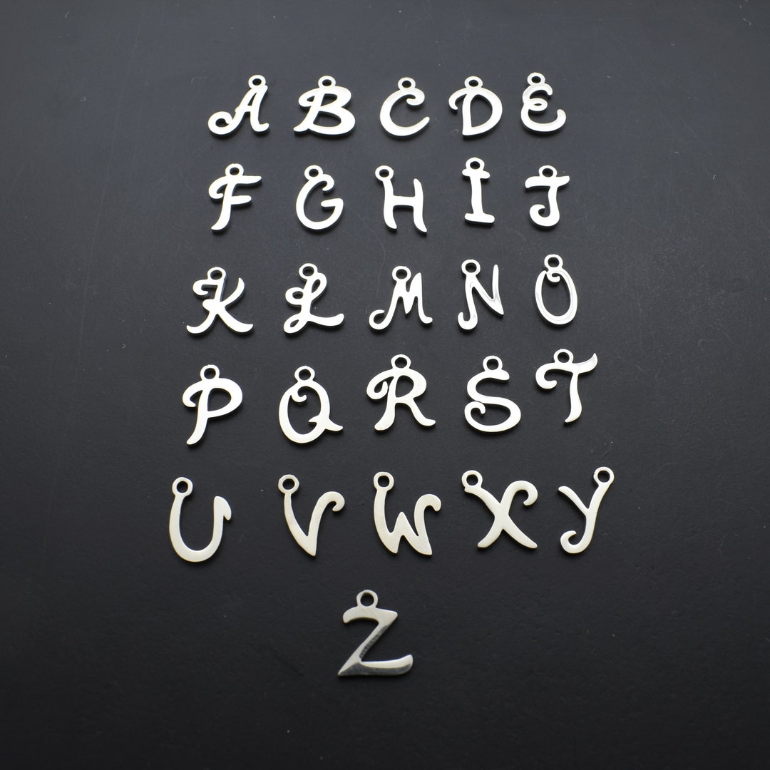 Script Initial Charms: Stainless Steel Letter Charms (10x14mm) - Etsy