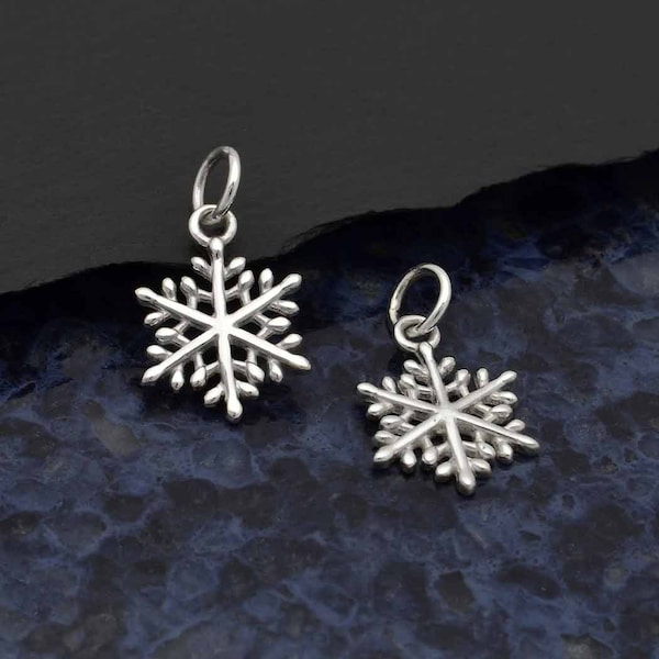 Winter Snowflake Charm in Sterling Silver. Sterling Silver Charm. Charms Only. Sterling Falling Snow Charm
