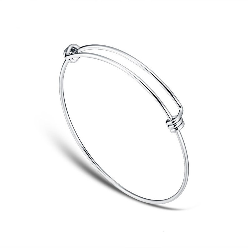 Bulk 5 Bangle bracelets in silver stainless steel. Expandable Etsy