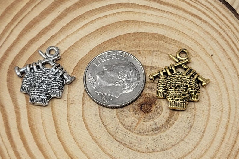 Knitting Sweater Pewter Charm: Gold or Silver Plated image 3