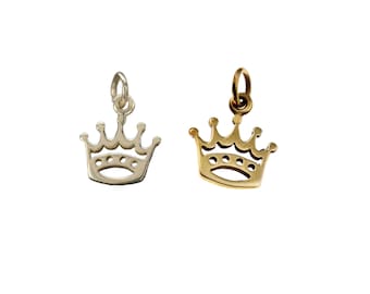 May include: Two crown charms, one silver and one gold, with a simple, elegant design. The charms are perfect for adding a touch of royalty to jewelry.