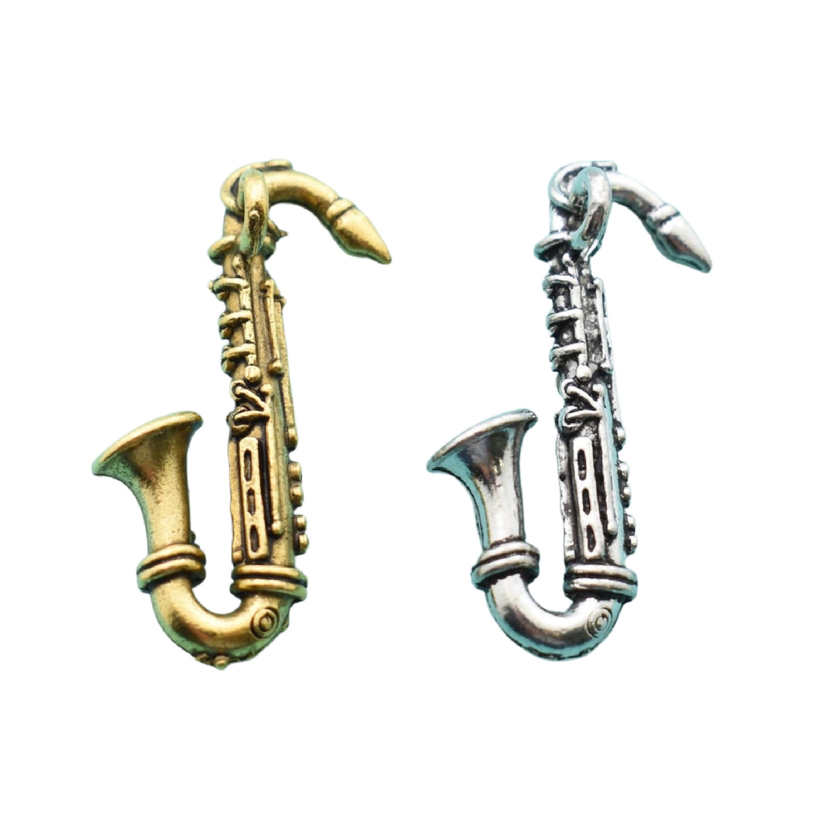 Saxophone Charm in Gold or Silver Pewter. Saxophone Charm. Etsy UK