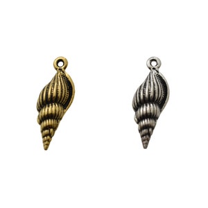 Seashell Charm in Antique Gold Plated or Silver Pewter.  Sea shell jewelry.  Sea shell necklace.
