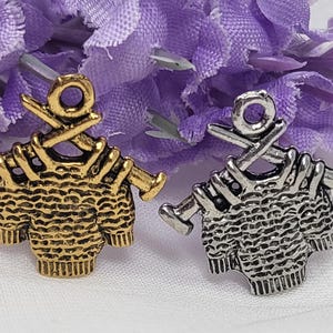 Knitting Sweater Pewter Charm: Gold or Silver Plated image 1