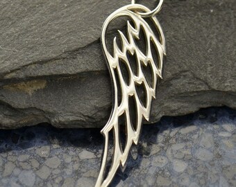 Large Wing Pendant in Sterling Silver. Sterling Silver Charm. Charms Only. Sterling Feather Pendant