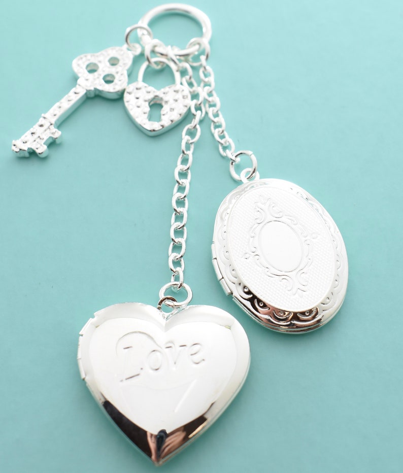 Locket charms. Double locket charms. Lock and key charms. Etsy