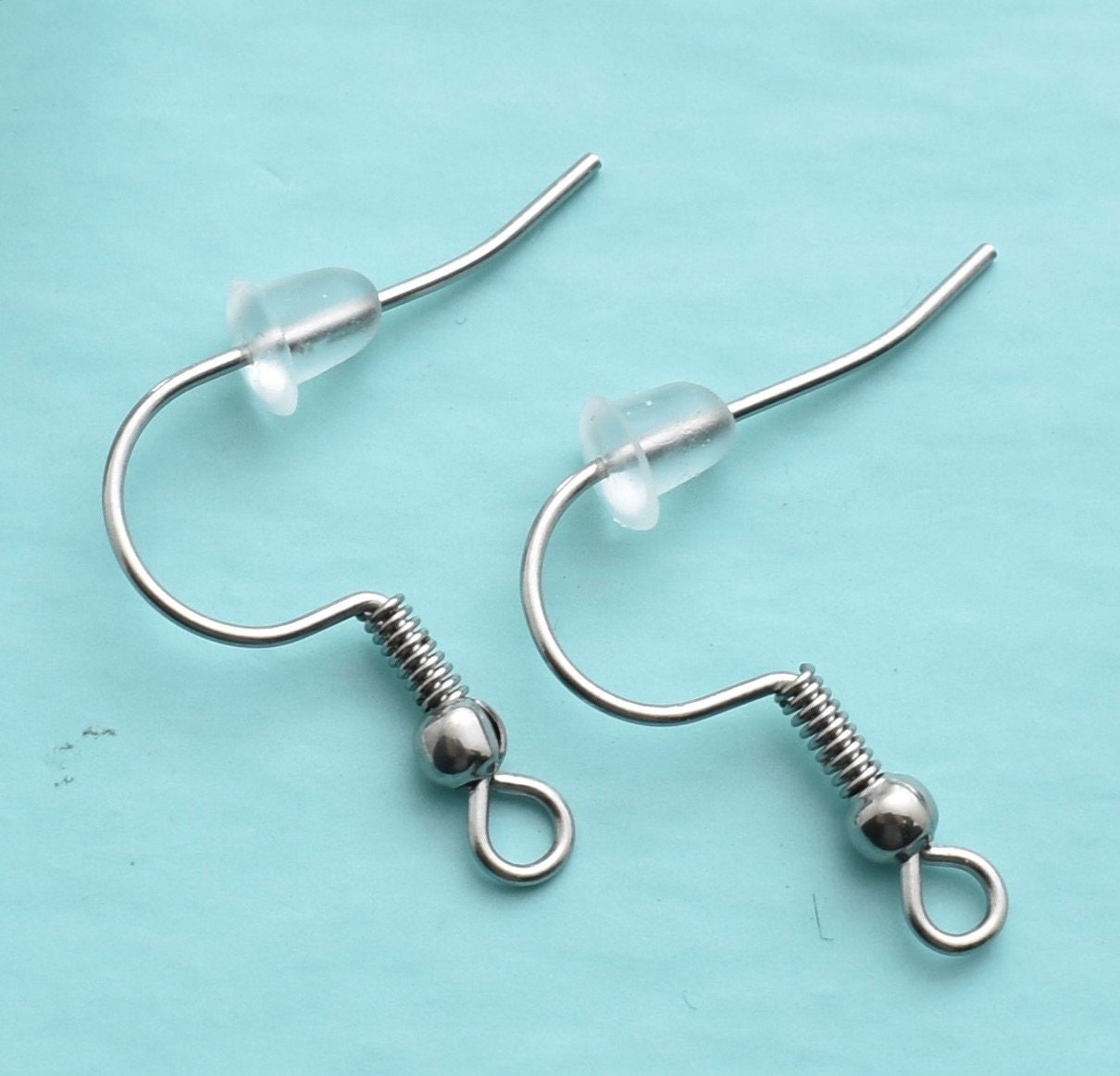 Stainless steel earring hooks with rubber backs. Earring Etsy