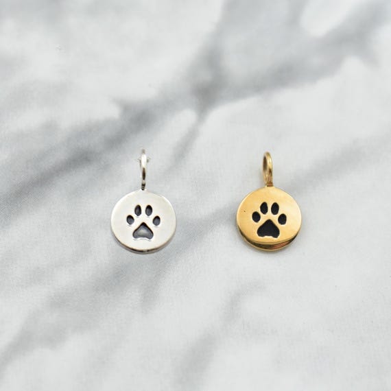 Etched Paw Print Charm: Sterling Silver or Bronze Pet Jewelry