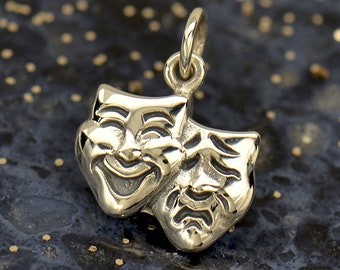 Sterling Silver Theater Mask Charm. Sterling Silver Charm. Charms Only. Comedy Charm.