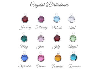 Crystal Charms in Silver or Gold Plated Setting. Birthstone Charms. Personalized Birthstone Jewelry. DIY Jewelry Making.