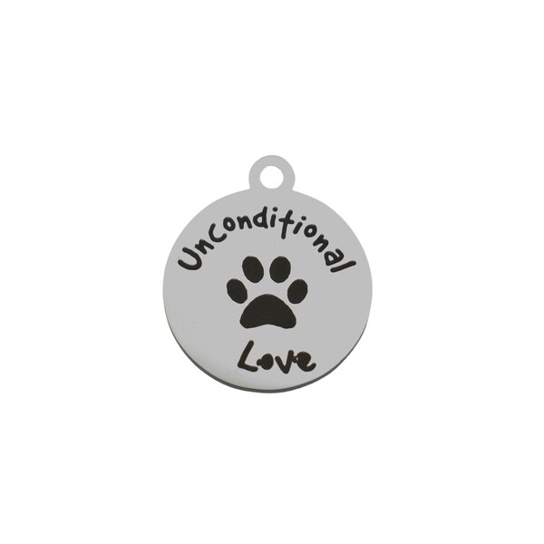 Unconditional Love Paw Print.  Stainless Steel Word Charm.  Word Charms.  Stainless Steel Word Charms. Bracelet Charms