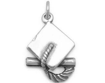 Graduation Cap Charm in Sterling Silver. Charms Only. Sterling Graduation Gift