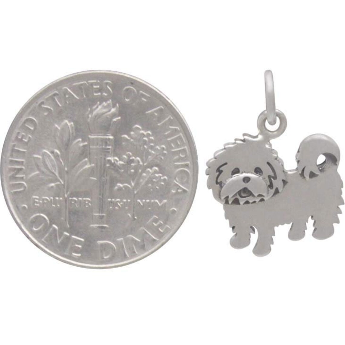 Maltese Dog Charm in Sterling Silver. Sterling Silver Charm. Etsy
