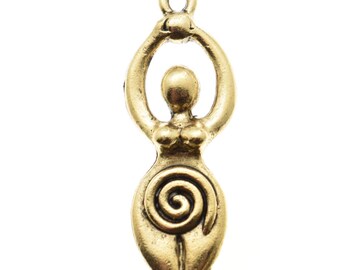 Antique Gold Fertility Goddess Charm: Pewter Jewelry Making