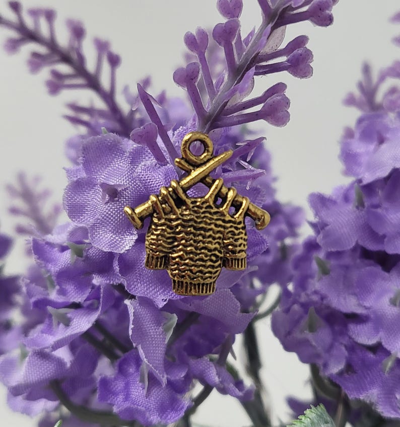 Knitting Sweater Pewter Charm: Gold or Silver Plated image 2