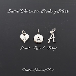 Letter Charm in Sterling Silver. Sterling Silver Charm. Charms Only. Sterling Silver Charms. Sterling Initial A Charm