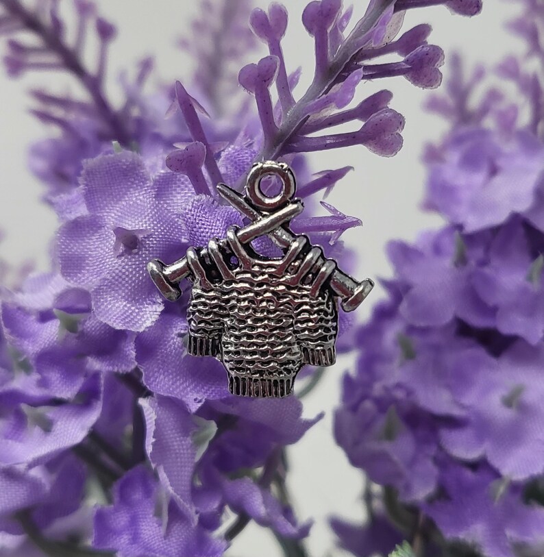 Knitting Sweater Pewter Charm: Gold or Silver Plated image 4