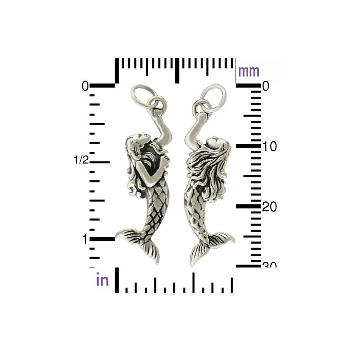 3D Mermaid Charm in Sterling Silver. Sterling Silver Charm. Etsy