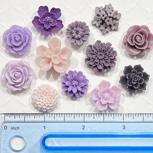 Flower Push Pins or Magnets Set in shades of Purple image 3