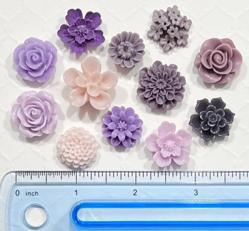 Flower Push Pins or Magnets Set in shades of Purple image 3