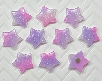 Glittery Star Shaped Resin Magnets – Colorful Office Decor (Set of 10)