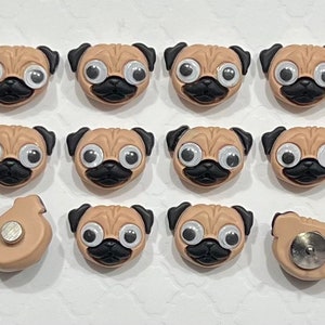 Pugs Push Pins or Magnets - dorm decor, hostess gift, weddings, decorate cubicle, office decor
