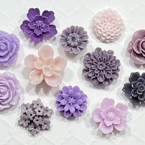 Flower Push Pins or Magnets Set in shades of Purple image 6