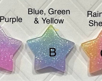 Colorful Glittery Star Shaped Magnets , 10 pcs - glittery star, glitter, sparkly magnets, gift