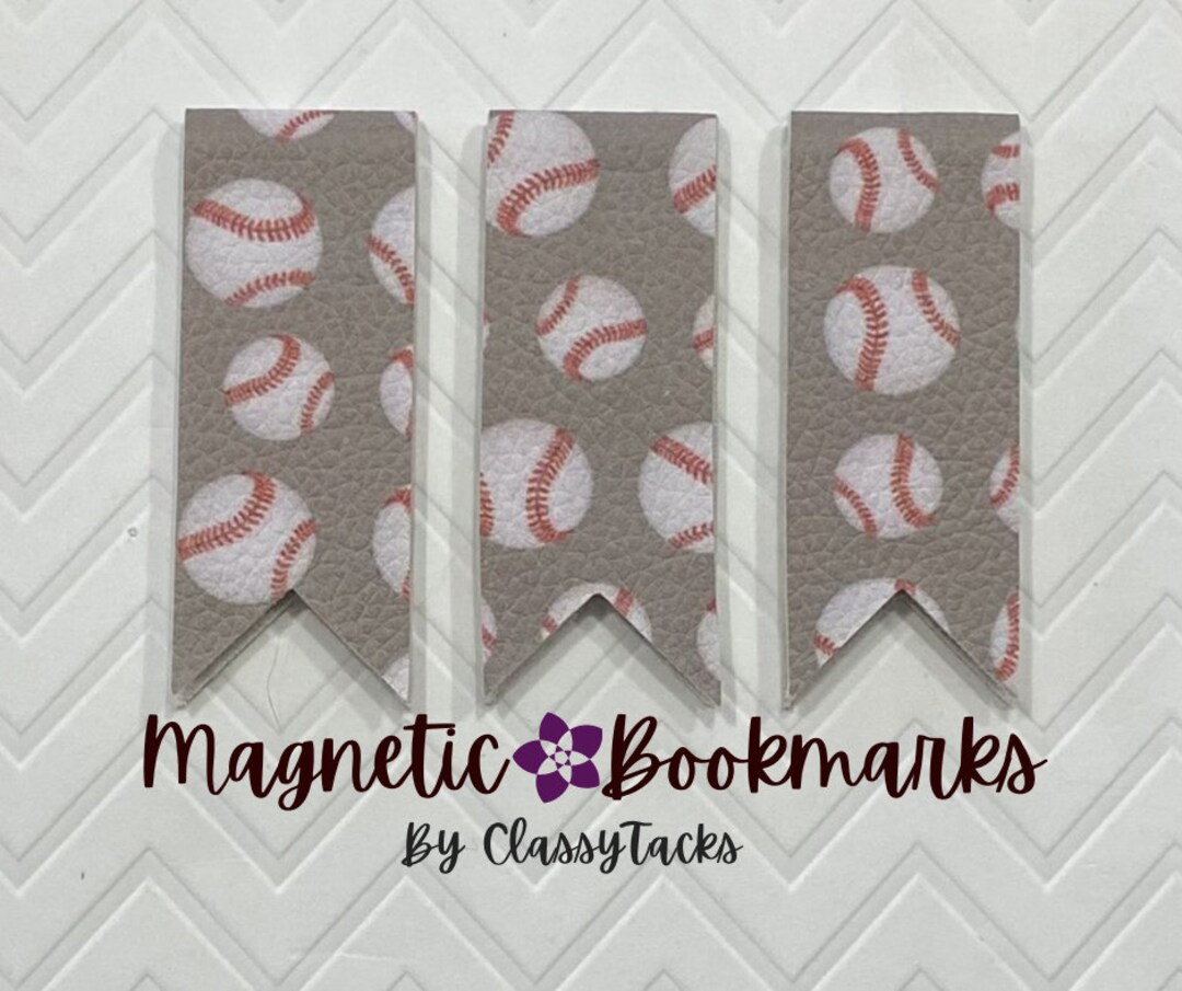 Bookmark Set 3 Baseball Bookmarks Faux Leather Etsy