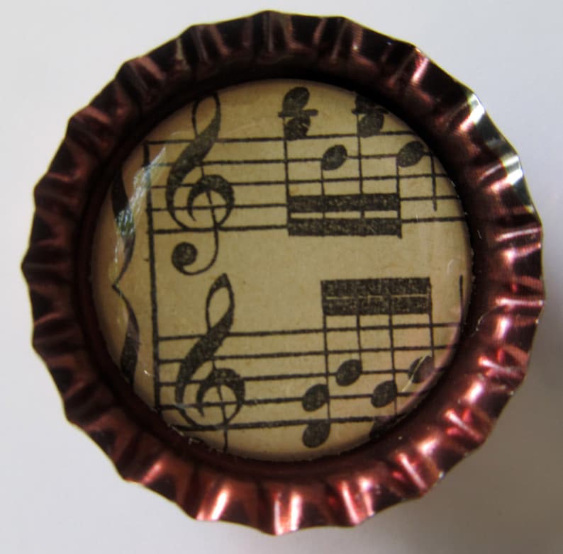 Vintage Sheet Music Bottlecap Magnet Set