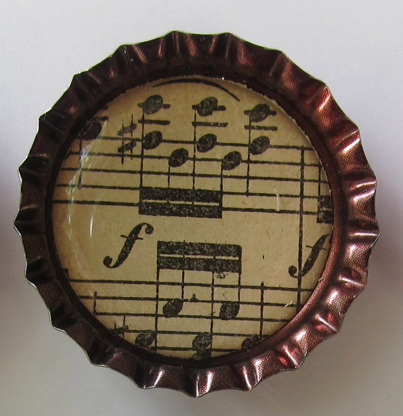 Vintage Sheet Music Bottlecap Magnet Set