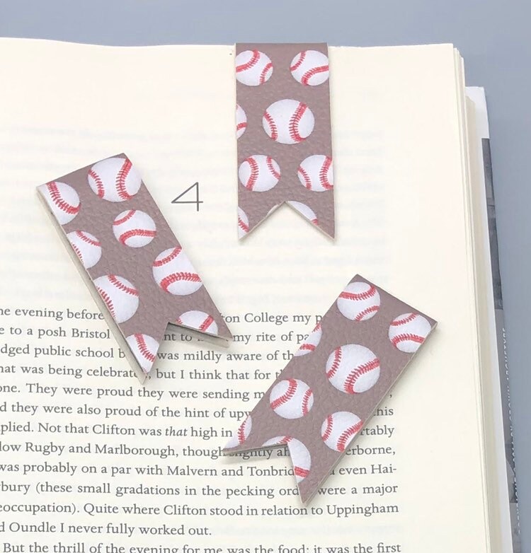Bookmark Set 3 baseball bookmarks faux leather Etsy
