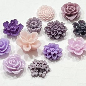 Flower Push Pins or Magnets Set in shades of Purple image 4