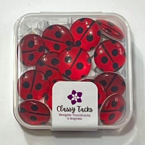Ladybug Push Pins or Magnet Set, 12 or 20 pieces - dorm decor, hostess gift, weddings, bridal shower, baby shower, glass ladybug thumbtacks