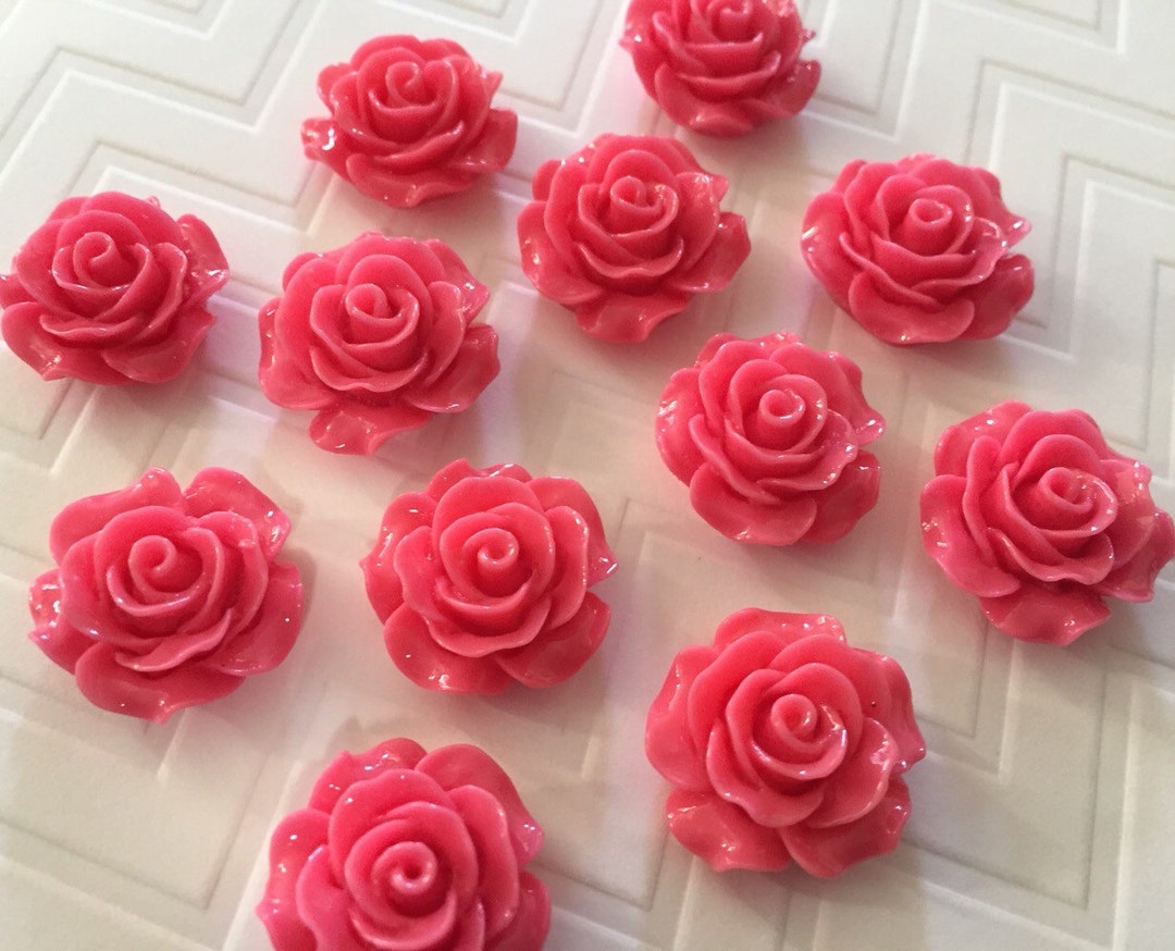 Flower Thumbtack or Set of 12 Dark Pink Roses Etsy