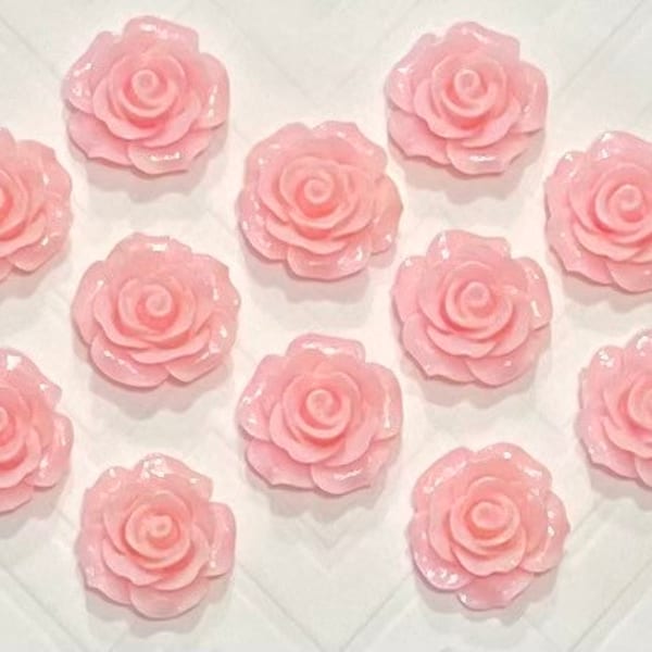 Flower Push Pins or Magnets, Light Pink Roses - set of 12 - baby shower, bridal shower, wedding thumbtack, hostess gift, pretty thumbtacks