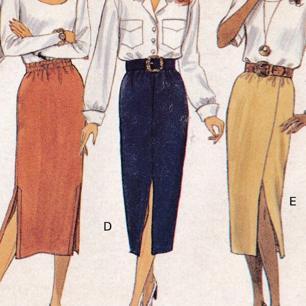 Skirt Pattern Sizes XS(6) S(8-10) M(12-14) Tapered or Straight Elasticized Waist Skirts Below Mid-Calf Butterick Sewing Pattern 6684 uncut