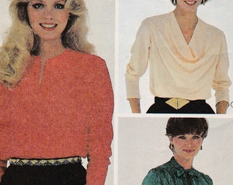 Top Patterns Misses' Size 8 Bust 31.5 Low Cowl Neckline or Neck Tie Top Tapered Sleeve Tops Blouse McCall's Sewing Pattern 7366 Uncut