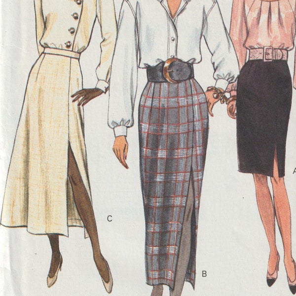 Skirt Pattern Size 8 10 12 Tapered or A-Line Natural Waist Skirts Knee, Mid-Calf or Above Ankle Very Easy Vogue Sewing Pattern 8427 Uncut