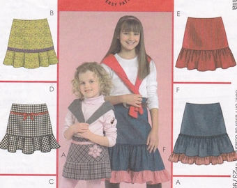 Childrens Girls Skirts With Flounce or Ruffle Variations Lace Trim Ribbon Trim Contrast Lower Ruffle McCalls Pattern M5169 Size 3-4-5-6