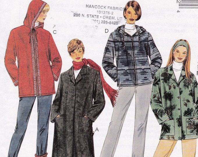 Coat and Jacket Pattern Size M12-14 L16-18 XL20-22 Unlined Front ...