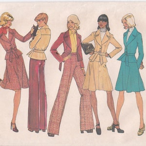 Jacket, Skirt, Pants Pattern Size 10 Lined Broad Collar Peplum Jacket, Flared Skirt and Pants Vintage 1970's Simplicity Sewing Pattern 7184