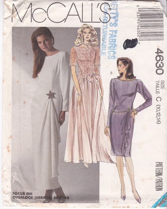 Gown And Dress Patterns Side Drape Interest Full Gathered Or Etsy